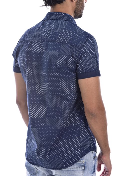 chemises manches courtes homme deeluxe ethnic navy