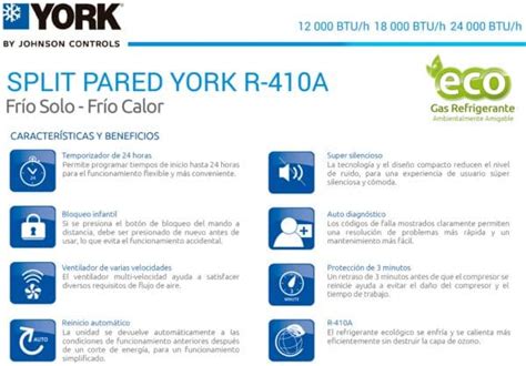 Aire Acondicionado Split Pared York 24000 Btu Electro Clima Perú