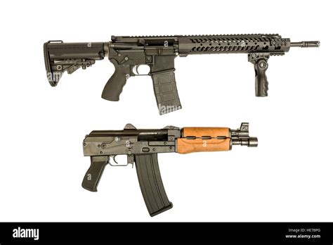 Ar 15 And Ak 47 Assault Rifles On An Isolated Background Stock Photo