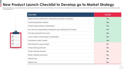 New Product Launch Checklist To Develop Go To Market Strategy