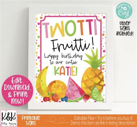 Twotti Fruitti Birthday Party Sign Fruit Welcome Sign Fruit Birthday