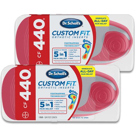 2 Pack Of Dr Scholls Custom Fit Cf440 Orthotic Shoe Inserts For Foot