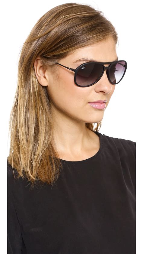 Ray Ban Youngster Rubber Aviator Sunglasses In Black Lyst
