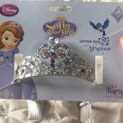 New Disney Store Sofia The First Tiara Crown Pink Purple Jewels Costume