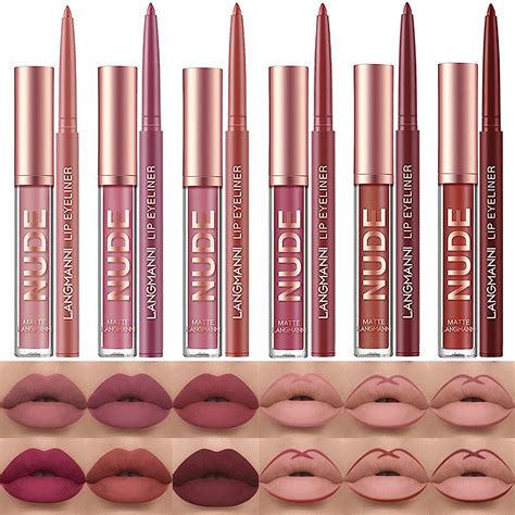 Comprar Langmanni 6 Matte Lipstick With 6 Lipliners Durable Lip Gloss