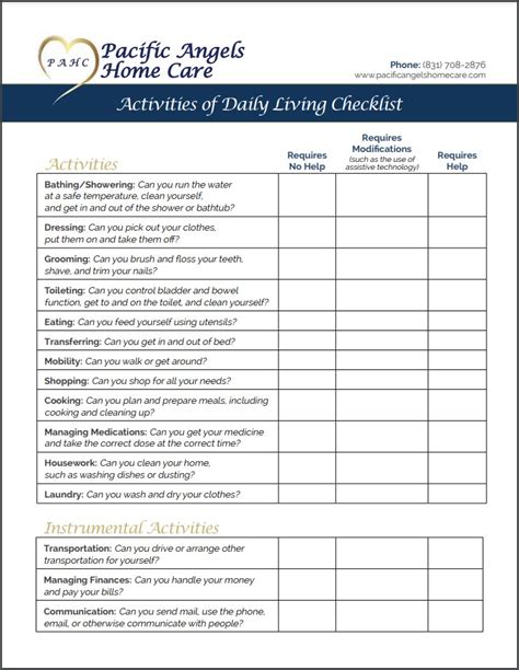 Printable Independent Living Skills Checklist