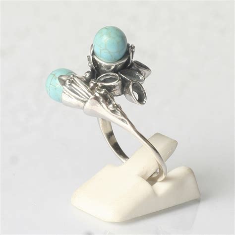 Ring Turquoise Silver Sterling Silver Ring With Gemstones Genuine