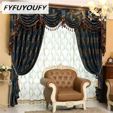 Europe Luxury Embroidered Window Curtains For Living Room Kitchen
