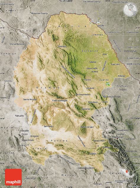 Satellite Map Of Coahuila Semi Desaturated