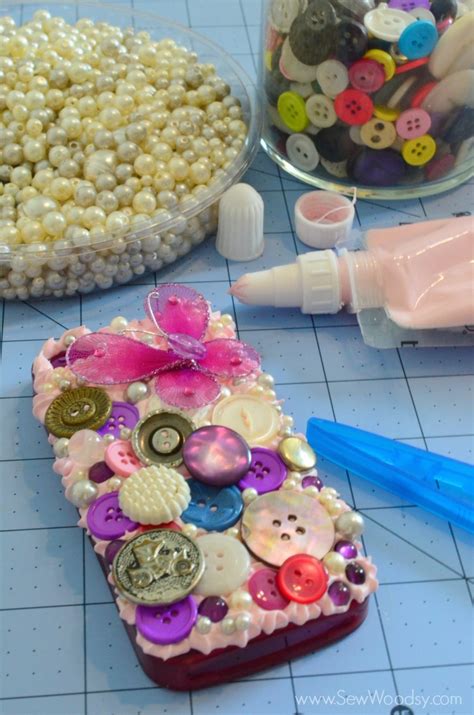 Decoden Button Phone Case With Mod Podge Collage Clay Sew Woodsy