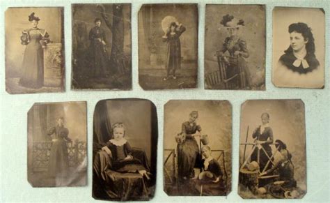 9 antique tintype photos women ladies portraits 1880s
