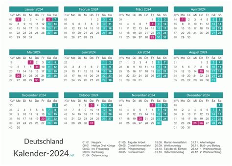 Kalender 2024 Mit Feiertagen And Ferien