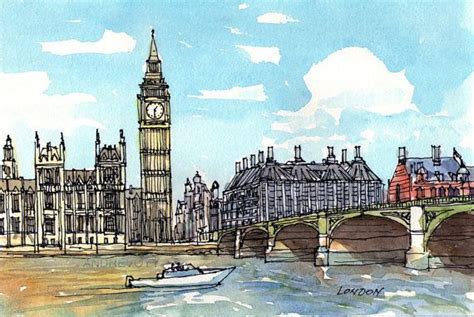 London Westminster Bridge Big Ben Art Print From An Original Etsy