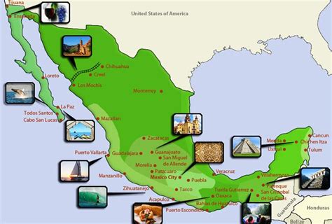 Mexico Tourist Map Mapa Turistico De Mexico Vacaciones En Mexico