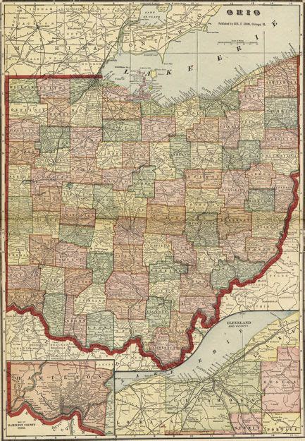 Ohio State Geo F Cram 1905 Historic Map Reprint Historical Ohio
