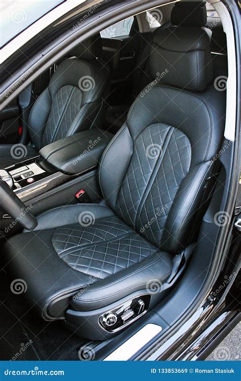 Black Leather Interior Luxury Car Stock Image Image Of Illuminated