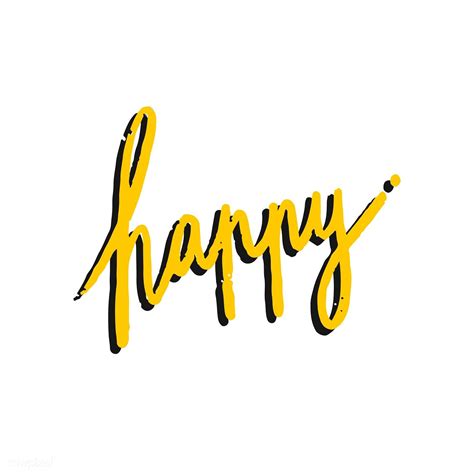 The Word Happy Typography In Yellow Free Image By Aum