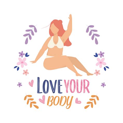 Love Your Body Poster With Woman In Underclothes 670764 Vector Art At