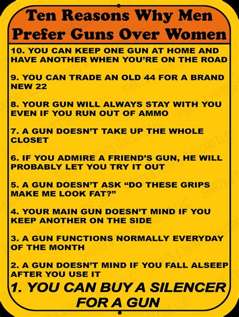 ten reasons why men prefer guns over women funny 2nd etsy