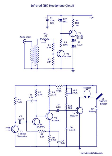 Ir Headset Circuit With Headphone Transmitter And Receiver Diagram
