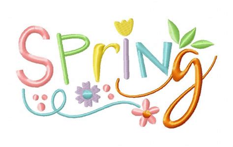 Spring Word Art Free 4x4 And 5x7 Machine Embroidery Design Breezy Lane