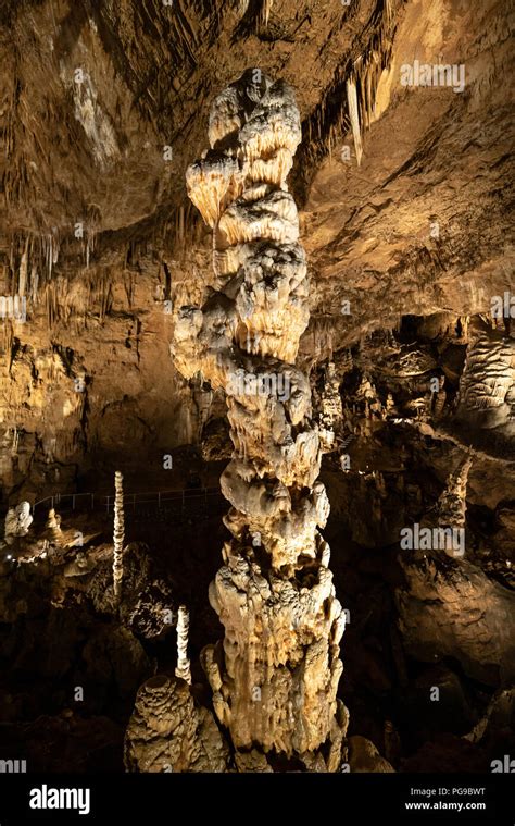 Beautiful View Of Stalactites And Stalagmites In An Underground Cavern