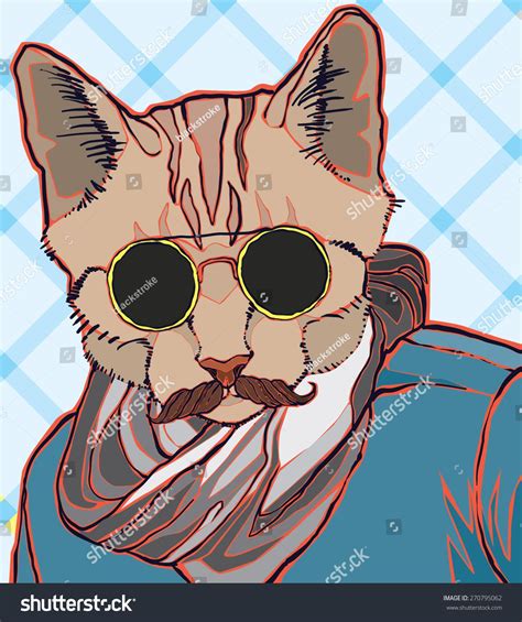 Hipster Cat Vector Illustration Diy Cat Toys Cat Diy Zoo Animals
