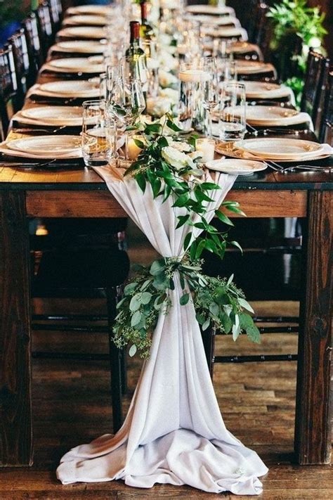 100 Most Charming Greenery Centerpiece Ideas Lay White Runner On Wooden Table Ti Garland