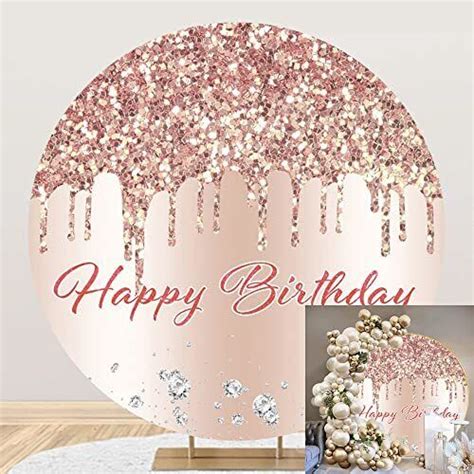 Yeele 6 5x6 5ft Pink Rose Golden Birthday Party Round Backdrop Glitter