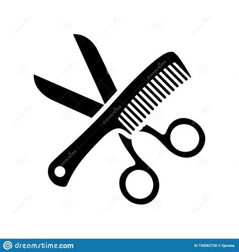 Scissor And Comb Icon Logo Simple Illustration Stock Vector