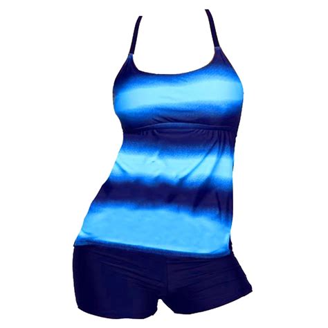 Plus 5xl Womens Sexy Striped Tank Bathing Beachwear Two Piece Suit Biquini Swimsuits Tankini