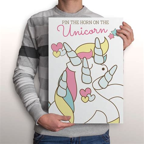 Ready To Print Pin The Horn On The Rainbow Unicorn Party Game Printable