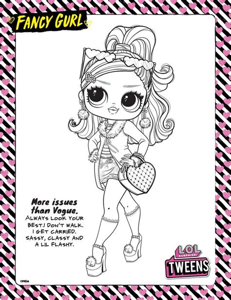 LOL Tween Fancy Gurl Coloring Page Lol Dolls Coloring Pages