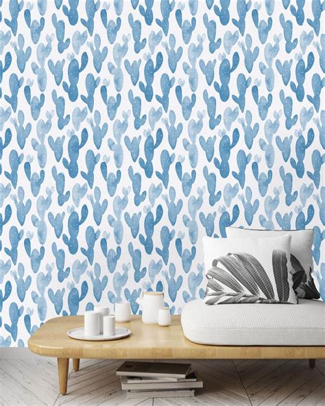 Blue Cactus Wallpaper In 2022 Vertical Design Colorful Wallpaper