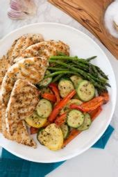 Add marinade to the bowl and toss well to coat. Grilled Garlic and Herb Chicken and Veggies - Skinnytaste