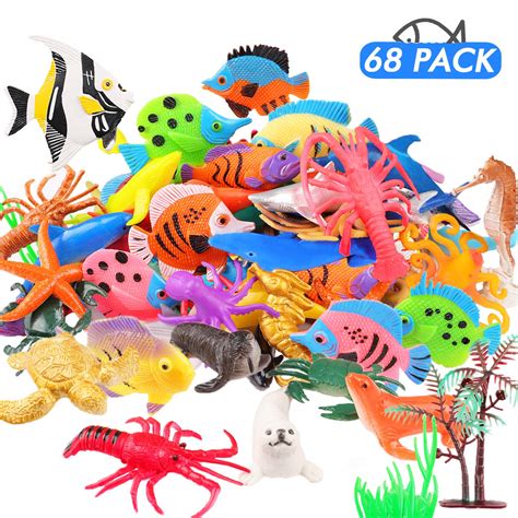 Jvigue Ocean Sea Animals Figures 68 Pack Mini Plastic Sea Creature Toy