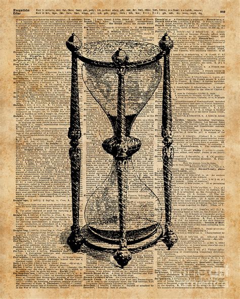 Timeantique Hourglasssandglas Vintage Dictionary Art Digital Art By