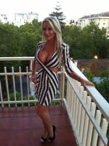 Bft Blondie In Criss Crossed Striped Dress And Heels