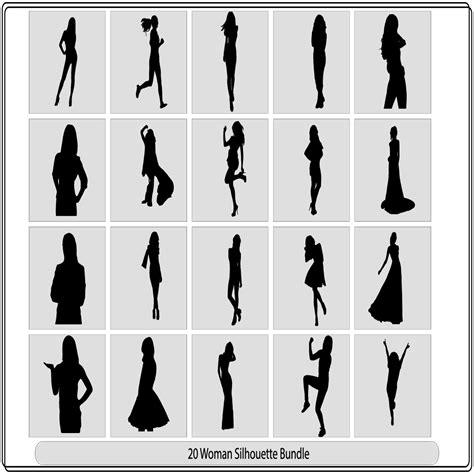 Vector Silhouette Woman Standingslim Sexy Womanbusiness Women Silhouettewomen Group Of