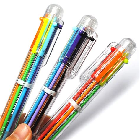 Vitnat 2pcs Plastic Pens With Multi Color Models 6 In 1 Multi Colored