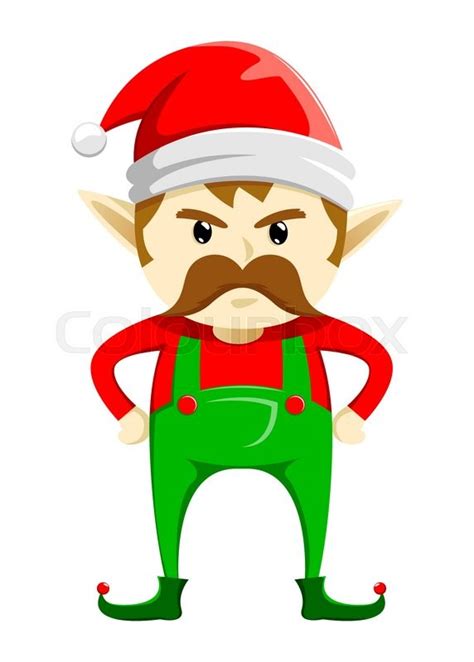 Angry Christmas Elf With Mustache Stock Vector Colourbox