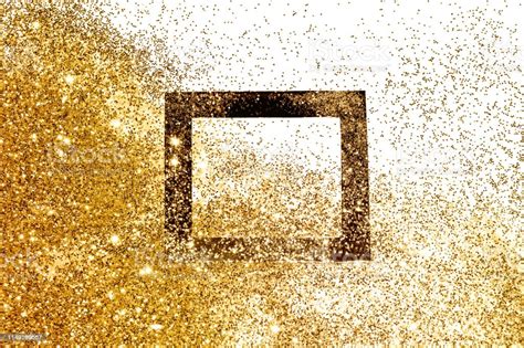 Black Frame On Gold Glitter Background With Border For Your Design