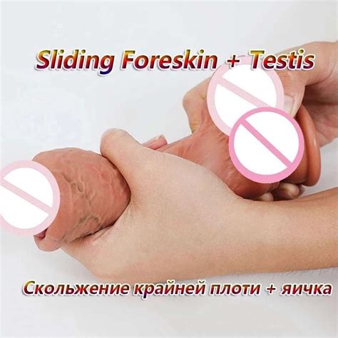 Jual New Simulation Dildo Realistic Sliding Foreskin Soft Silicone