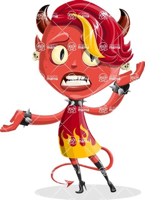 female demon vector cartoon character confused graphicmama