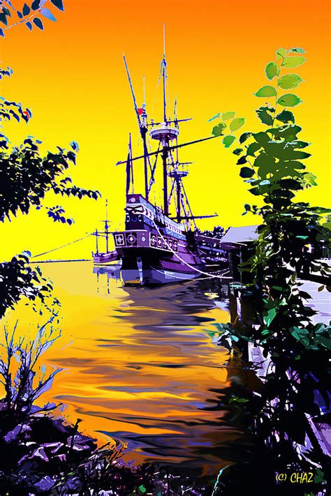 Pirate Ship At Sunrise Painting By Chaz Daugherty Fine Art America