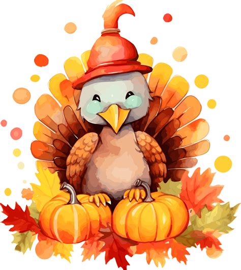 Watercolor Turkey Thanksgiving Day Clipart Illustration Created With Generative Ai Technology