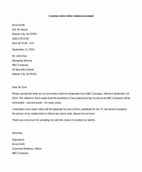 3 Weeks Notice Letter Example 40 Two Weeks Notice Letters