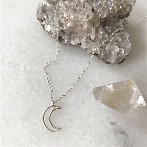 Silver Crescent Moon Necklace Moon Phase Collection Etsy