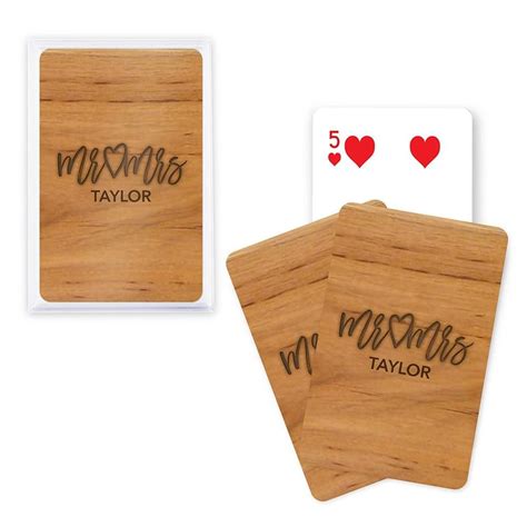 Playing Card Favors Wood Mr Mrs Script Custom Playing Cards