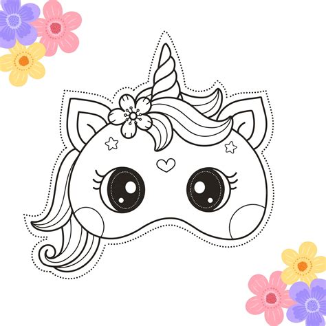 Premium Vector Coloring Page Of Diy Unicorn Crafts Masks For Kids